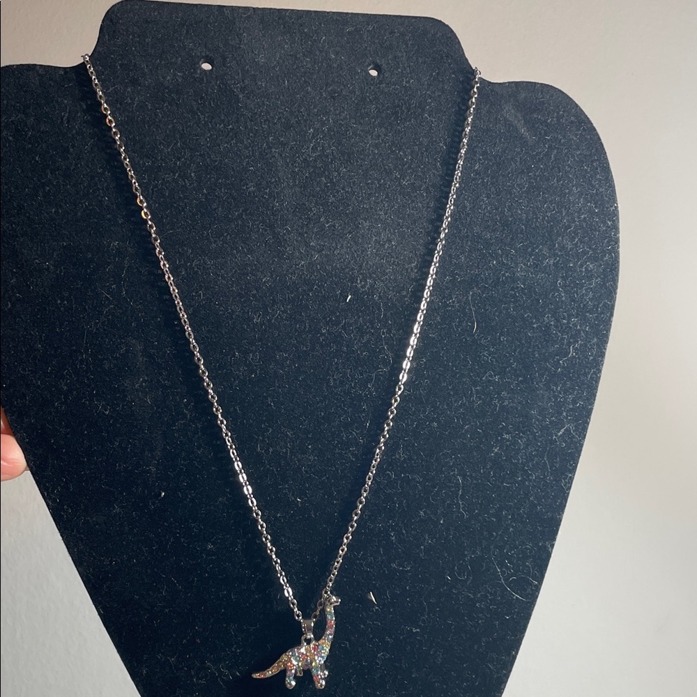 Silver dinosaur Pendant Necklace